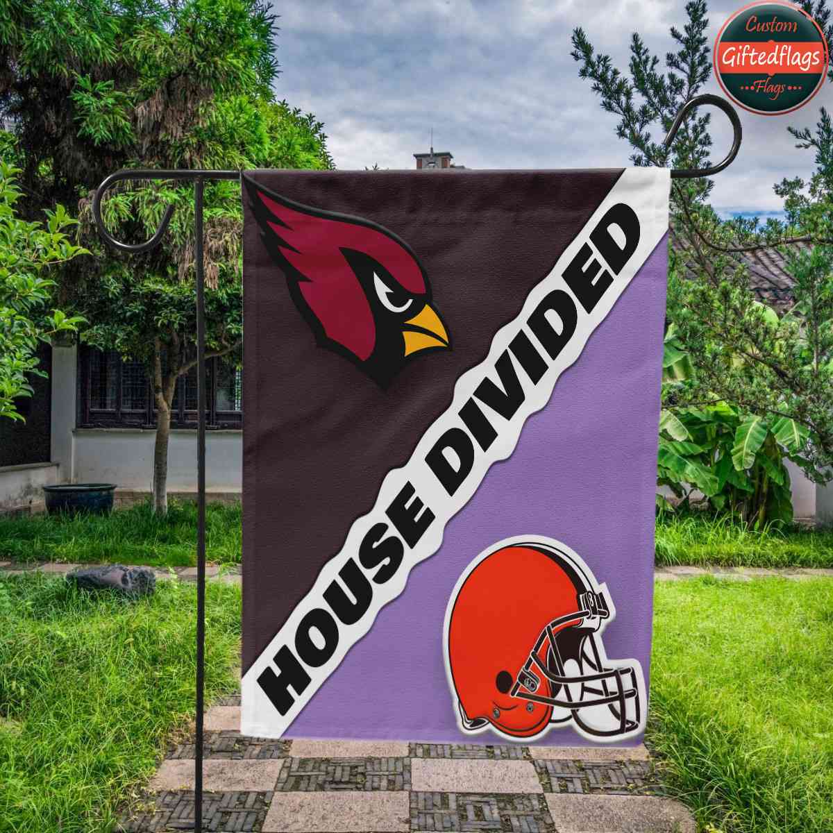 Arizona Cardinals vs. Cleveland Browns House Divided Flag, Cardinals House Divided Flag