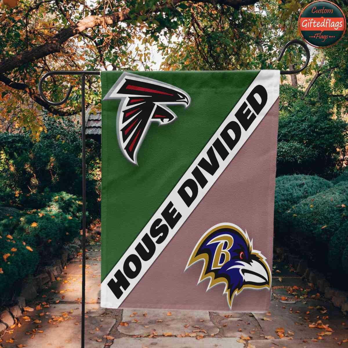 Atlanta Falcons vs. Baltimore Ravens House Divided Flag, Falcons House Divided Flag