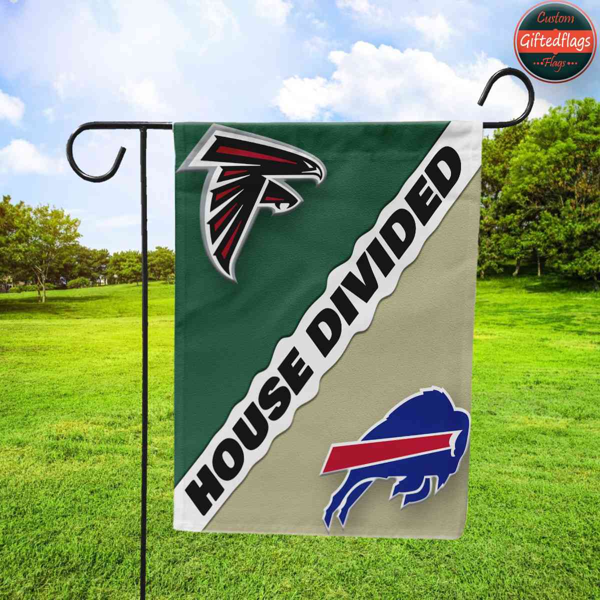 Atlanta Falcons vs. Buffalo Bills House Divided Flag, Falcons House Divided Flag