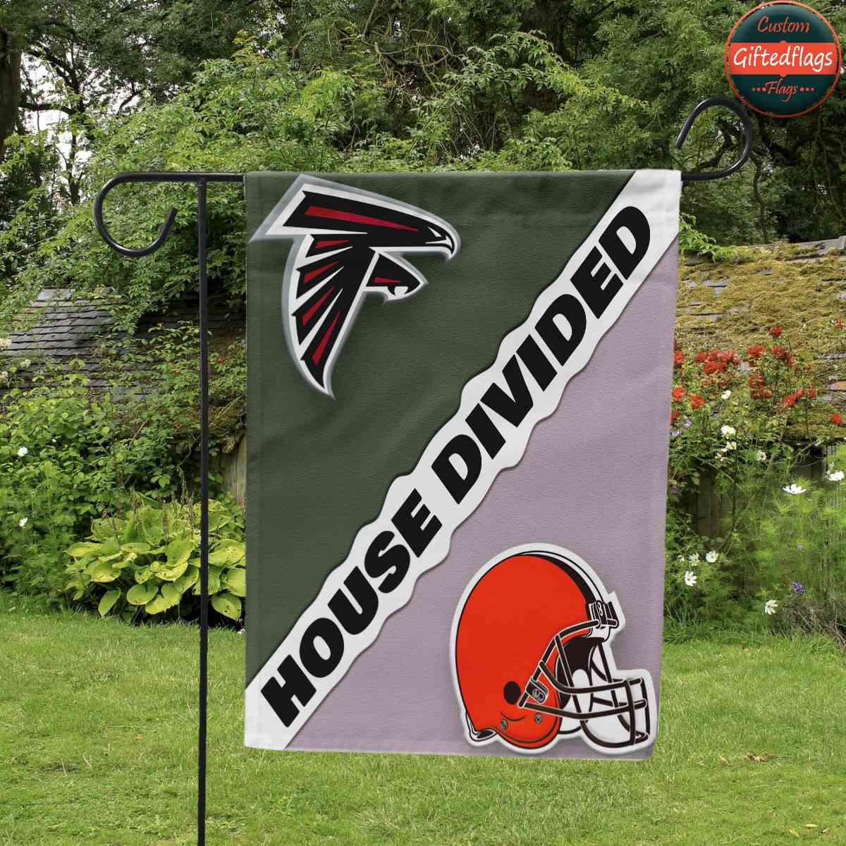 Atlanta Falcons vs. Cleveland Browns House Divided Flag, Falcons House Divided Flag