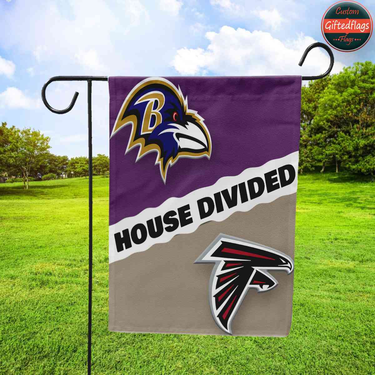 Baltimore Ravens vs. Atlanta Falcons House Divided Flag, Ravens House Divided Flag