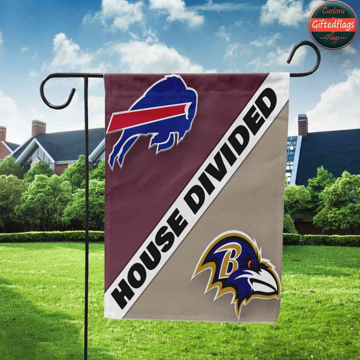 Buffalo Bills vs. Baltimore Ravens House Divided Flag, Bills House Divided Flag