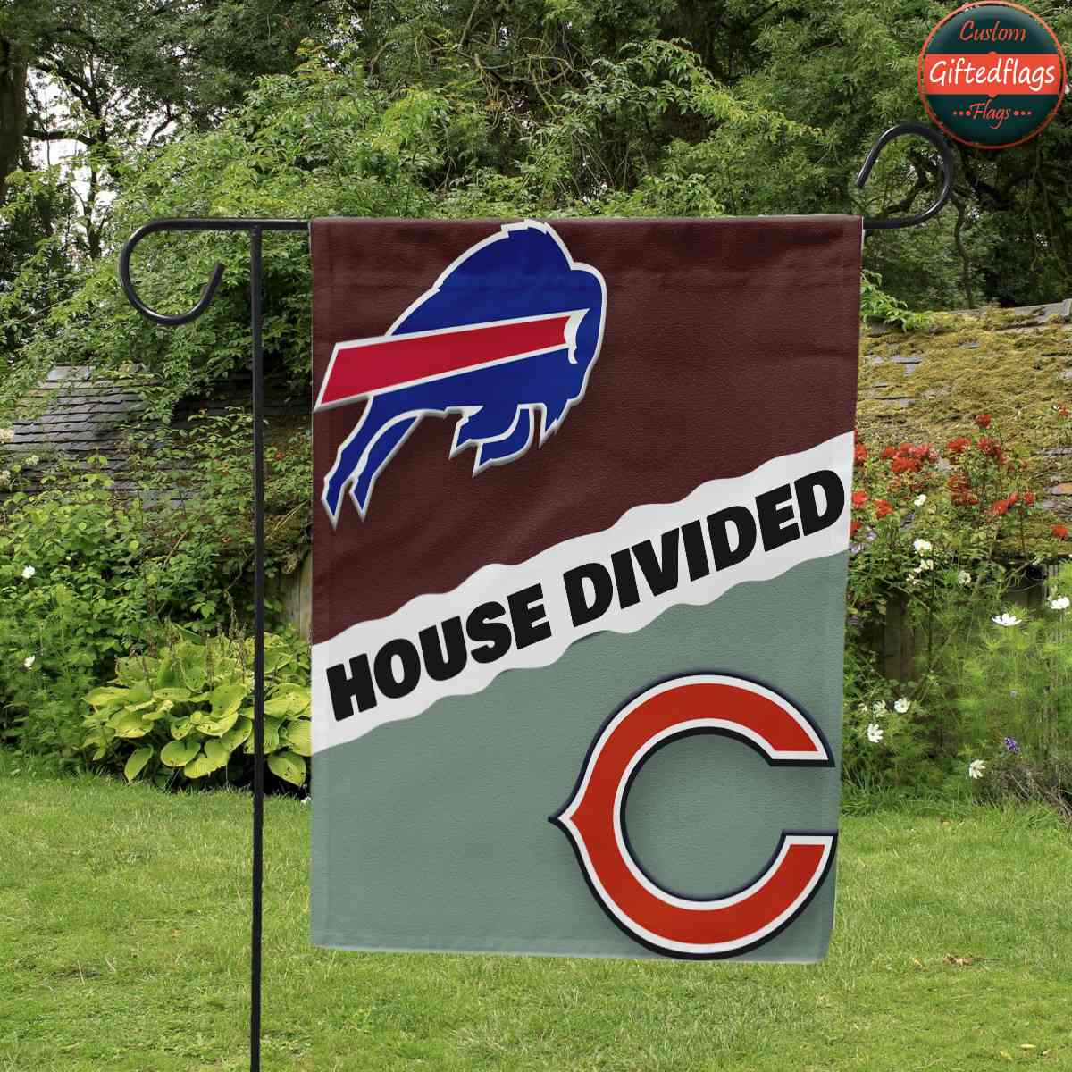 Buffalo Bills vs. Chicago Bears House Divided Flag, Bills House Divided Flag