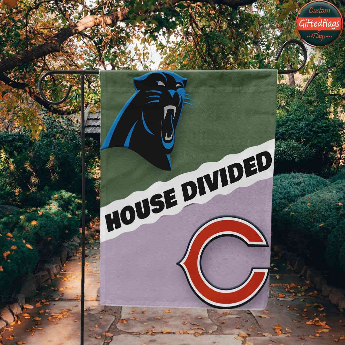 Carolina Panthers vs. Chicago Bears House Divided Flag, Panthers House Divided Flag