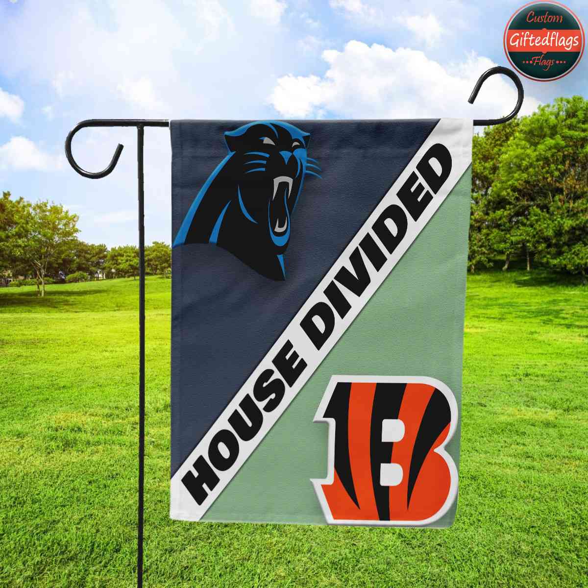 Carolina Panthers vs. Cincinnati Bengals House Divided Flag, Panthers House Divided Flag