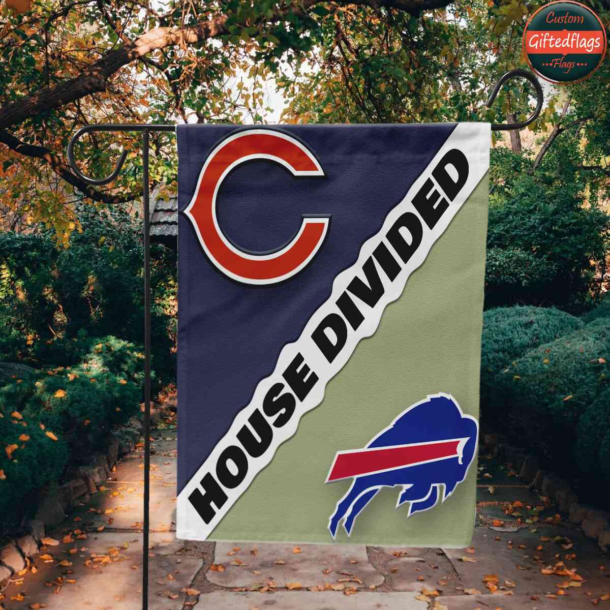 Chicago Bears vs. Buffalo Bills House Divided Flag, Bears House Divided Flag