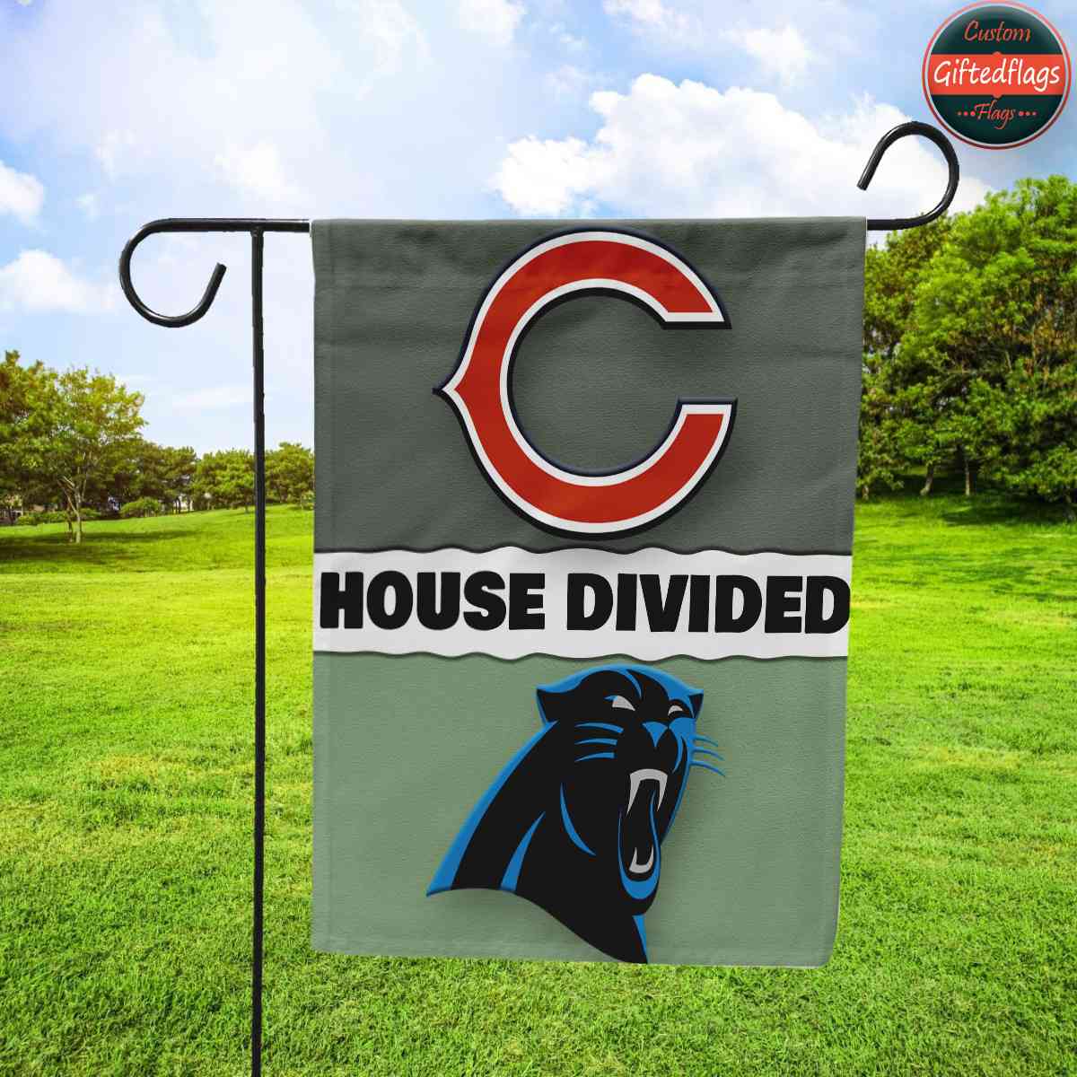 Chicago Bears vs. Carolina Panthers House Divided Flag, Bears House Divided Flag