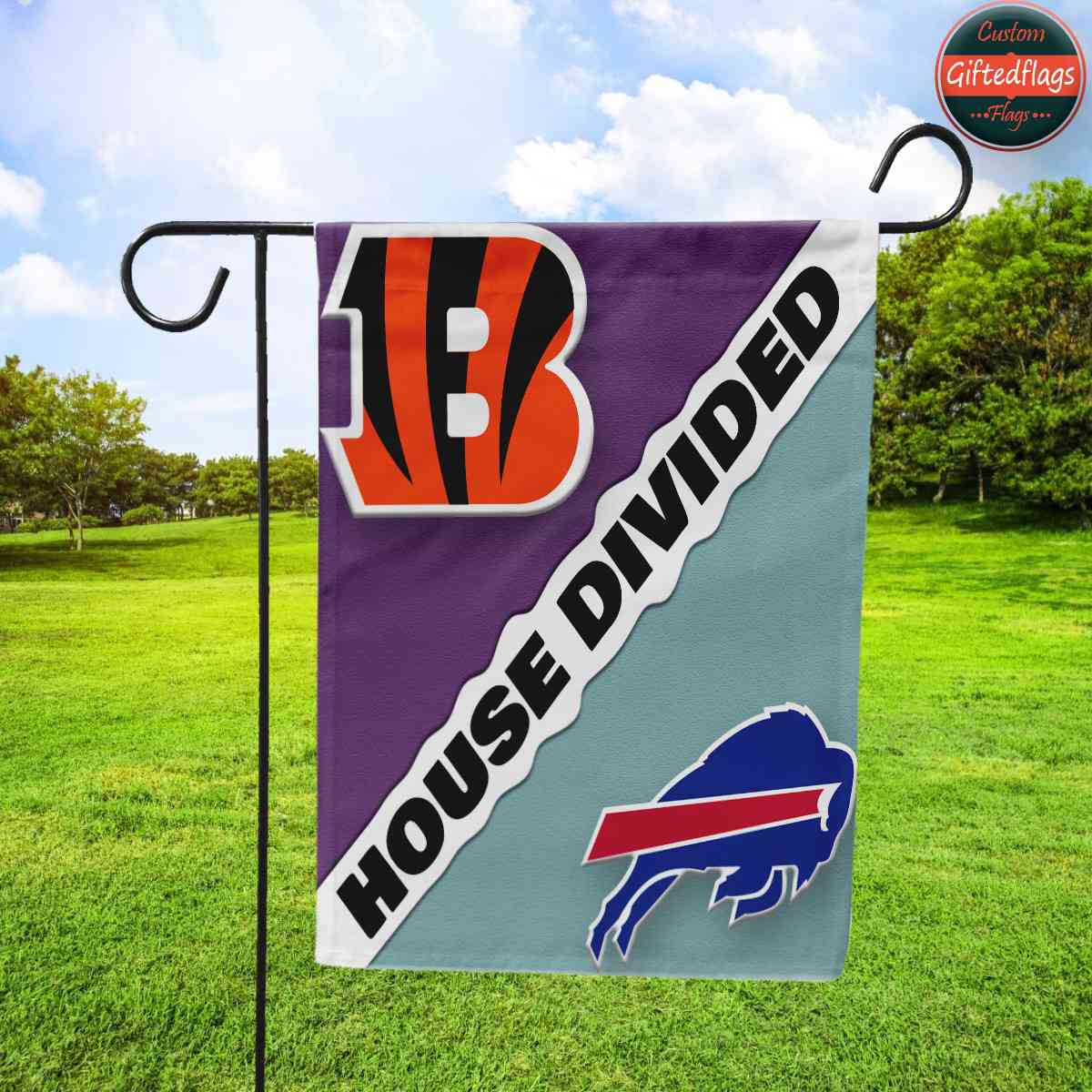 Cincinnati Bengals vs. Buffalo Bills House Divided Flag, Bengals House Divided Flag