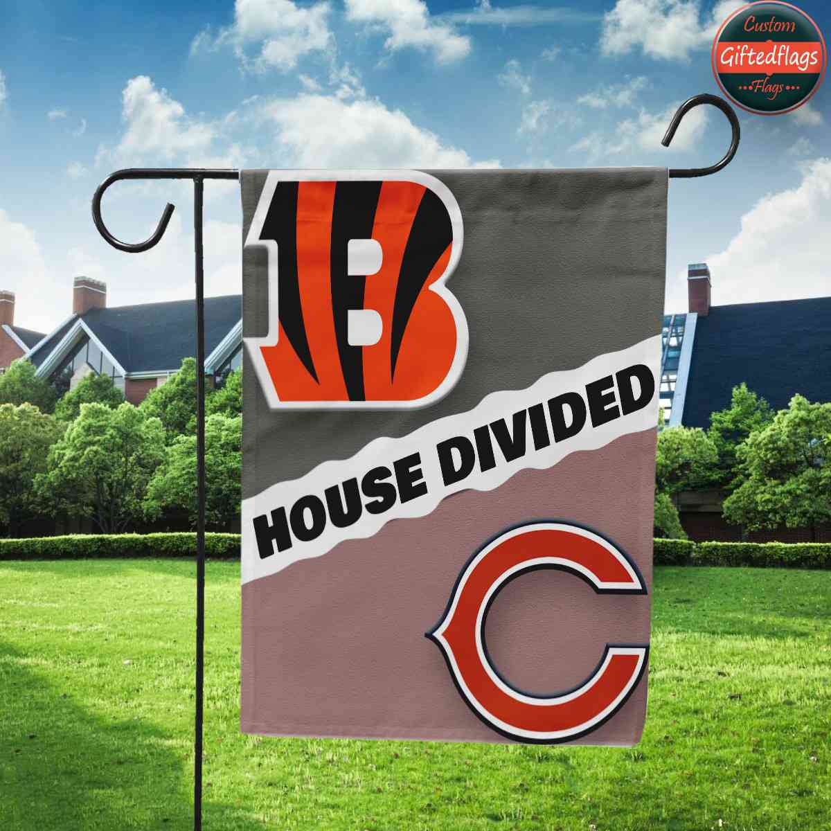 Cincinnati Bengals vs. Chicago Bears House Divided Flag, Bengals House Divided Flag