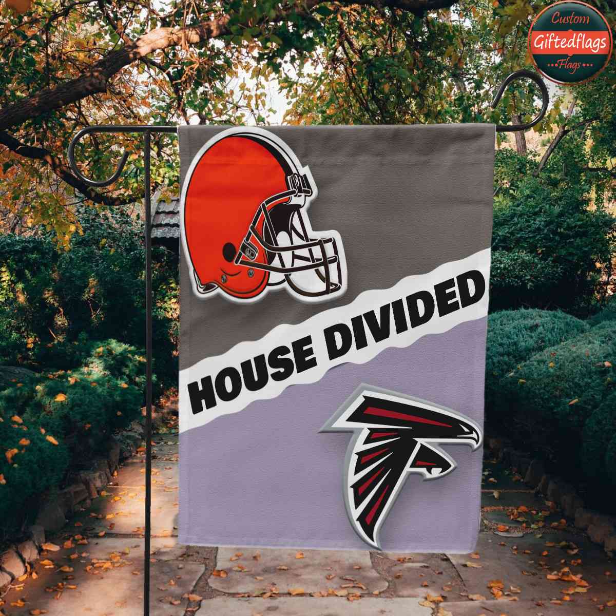 Cleveland Browns vs. Atlanta Falcons House Divided Flag, Browns House Divided Flag