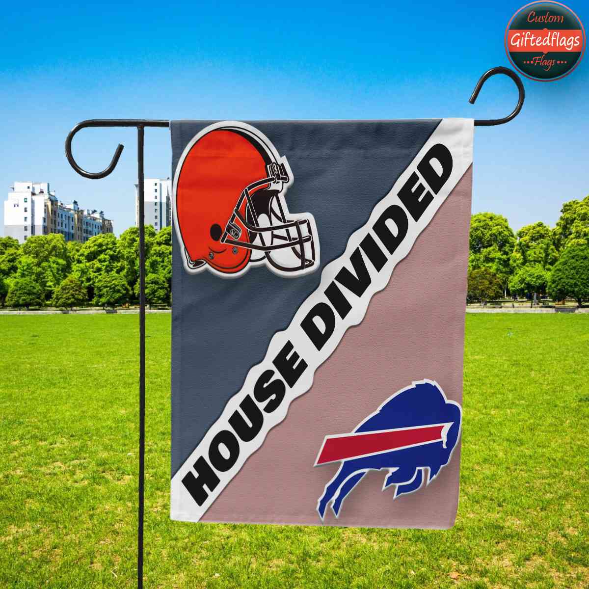 Cleveland Browns vs. Buffalo Bills House Divided Flag, Browns House Divided Flag