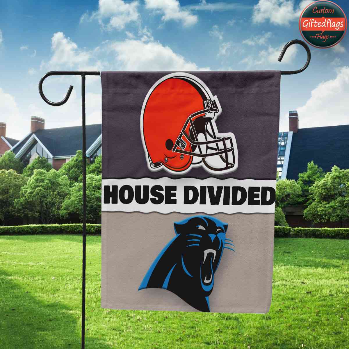 Cleveland Browns vs. Carolina Panthers House Divided Flag, Browns House Divided Flag