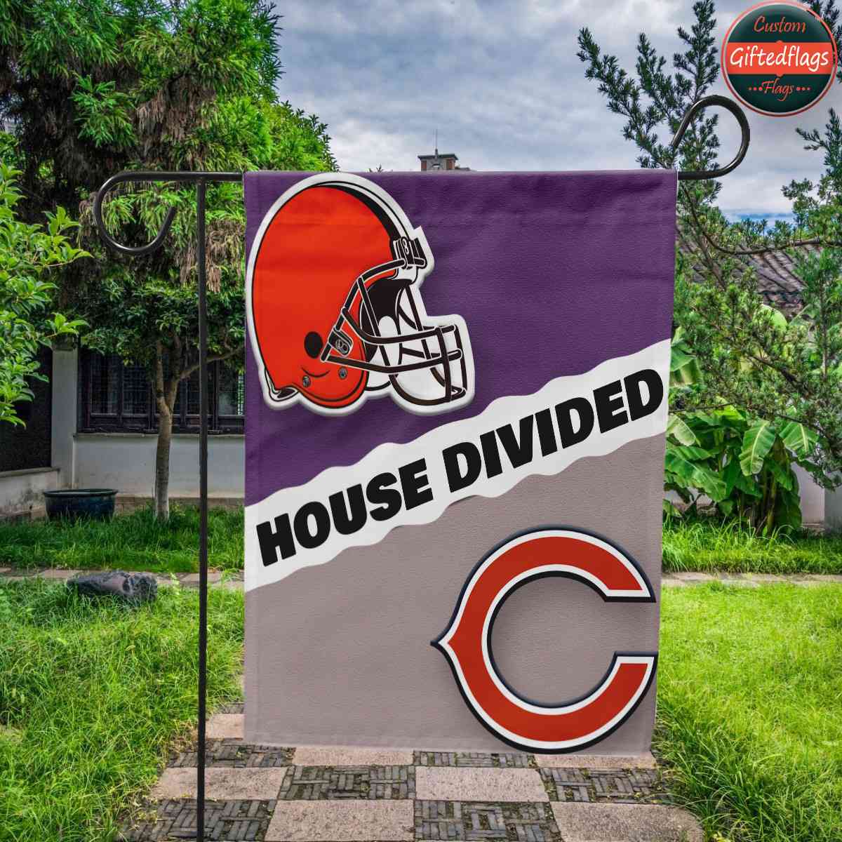 Cleveland Browns vs. Chicago Bears House Divided Flag, Browns House Divided Flag
